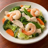 Illustrative image of Steamed Jumbo Shrimp & Chicken with Mixed Vegetables